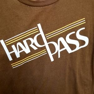 Hard Pass 70's retro rock vintage funny GRAPHIC logo T shirt sarcastic JOKE XL